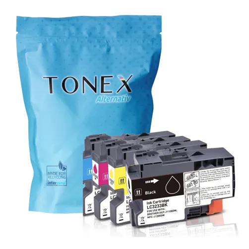 TONEX alternativ für Brother LC-3233BK Tinte Schwarz Cyan Magenta Gelb bis zu 3000 Seiten