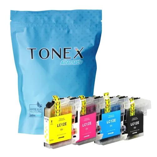 TONEX alternativ für Brother LC-12E Tinte Schwarz Cyan Magenta Gelb Spar-Set