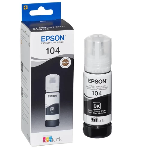 Original Epson 104 / C13T00P140 Tinte Tintenflasche Schwarz bis zu 3000 Seiten 65ml