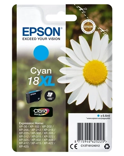 Original Epson C13T18124012 / 18 XL Tinte Cyan bis zu 450 Seiten