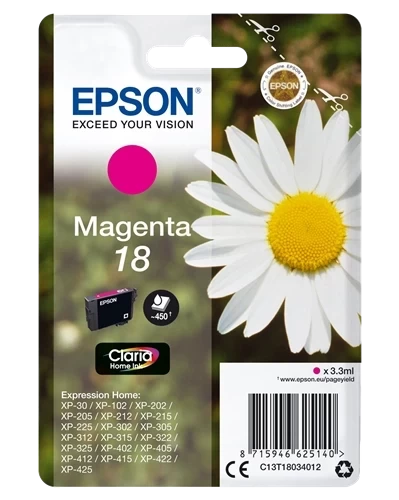 Original Epson 18 / C13T18034012 Tinte Magenta bis zu 180 Seiten
