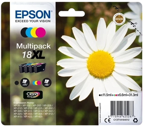 Original Epson 18XL / C13T18164012 Tinte Schwarz Cyan Magenta Gelb Multipack