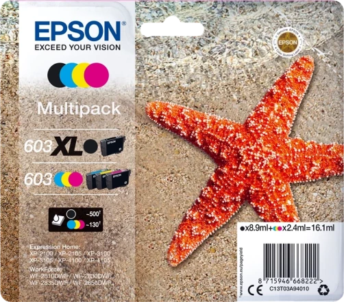 Original Epson 603XL+603 / C13T03A94010 Tinte Schwarz Cyan Magenta Gelb