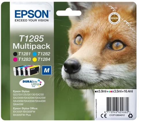 Original Epson C13T12854012 / T1285 Tinte Schwarz Cyan Magenta Gelb