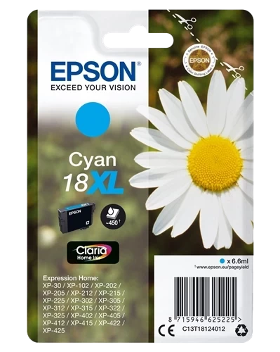 Original Epson 18XL / C13T18124012 Tinte Cyan bis zu 450 Seiten