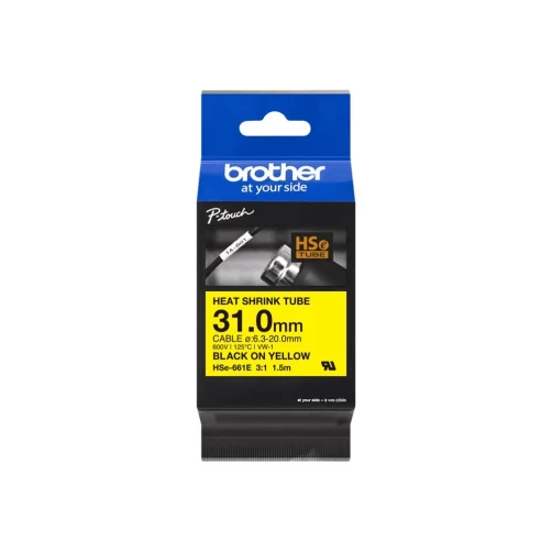 Brother Pro Tape HSe-661E Schrumpfschlauch 31,0 mm schwarz auf gelb