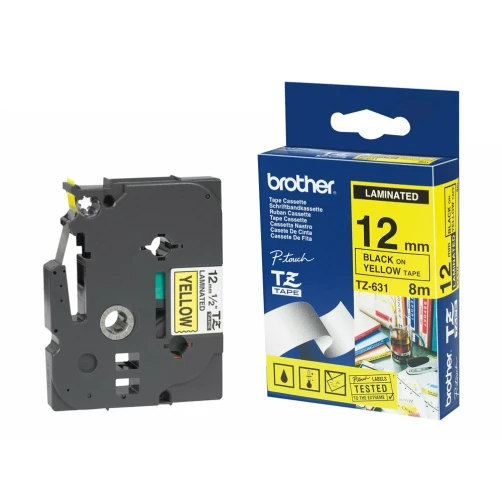 Brother Schwarz, Gelb - Rolle (1,2 cm) 1 Kassette(n) laminiertes Band