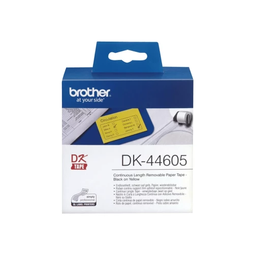 Brother DK44605 - Entfernbarer Klebstoff - Gelb - Rolle (6,2 cm x 30,5 m)