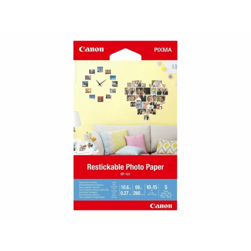 Canon Restickable Photo Paper RP-101 - Foto-Aufkleber - 5 Blatt - 100 x 150 mm - 260 g/m²