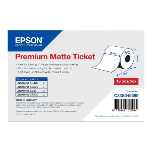 EPSON Prem. Matte Ticket 80mmx50m Beleg-/Couponrolle (endlos)