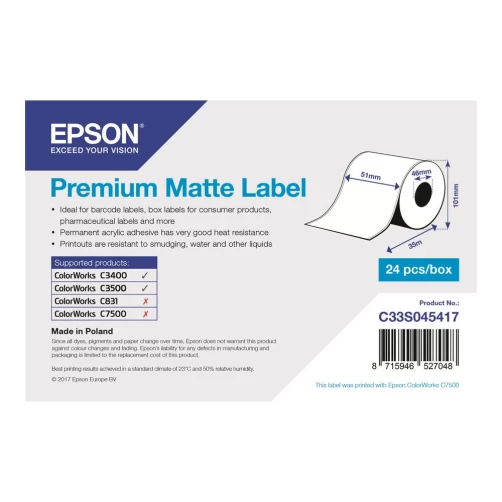 EPSON Etikettenrolle Prem.Matte Label 51mmx35m (endlos)