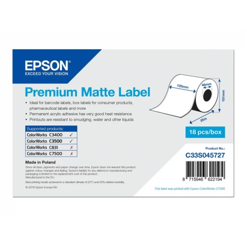 EPSON Prem. Matte Label 105mmx35m Beleg-/Couponrolle (endlos)