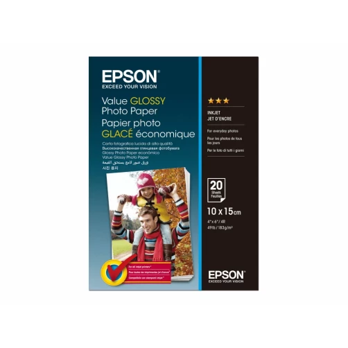 Epson Papier, Value Glossy, 10x15cm, 20 Blatt