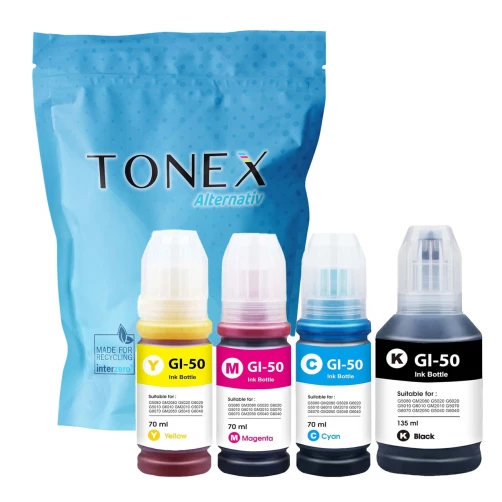 TONEX alternativ für Canon GI-50CMYK Tinte Tintenflasche Schwarz Cyan Magenta Gelb Spar-Set